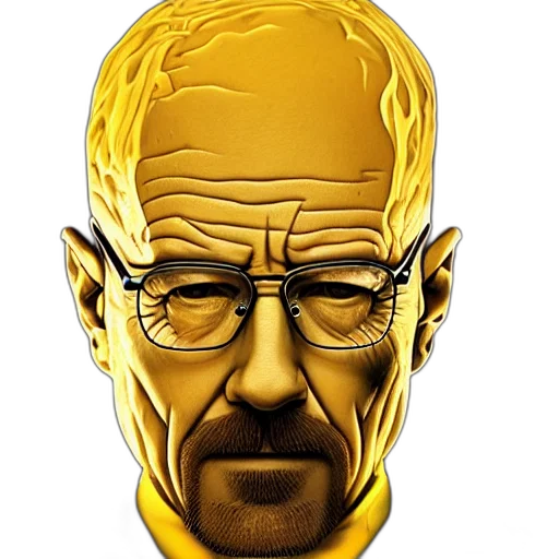 face, mask, comic book art, cartoon, photorealistic, concept art, golden, walter transparent PNG cut-out