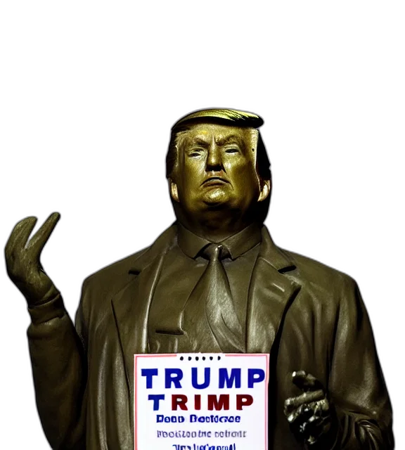 concept art, photorealistic, photo, medium, shot, bronze, statue, donald transparent PNG cut-out