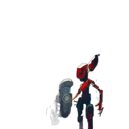 robot, weapon, mask, creature, concept art, pixel art, comic book art, 3d render transparent PNG cut-out
