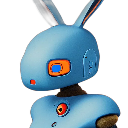 robot, staff, animal, 3d render, concept art, cartoon, photorealistic, blue transparent PNG cut-out