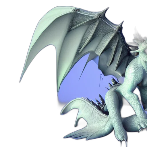 dragon, creature, 3d render, concept art, fantasy art, vaporwave, blue, pastel transparent PNG cut-out