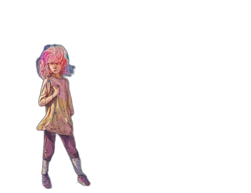 dress, jacket, staff, creature transparent PNG cut-out