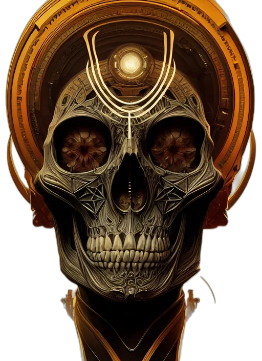 mask, face, robot, crown, concept art, cyberpunk, 3d render, photorealistic transparent PNG cut-out