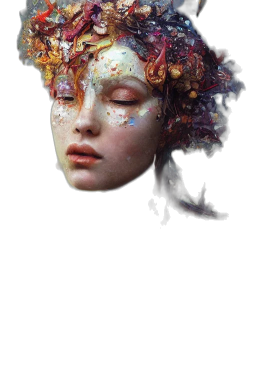 crown, mask, face, hair, fantasy art, photorealistic, concept art, oil painting transparent PNG cut-out