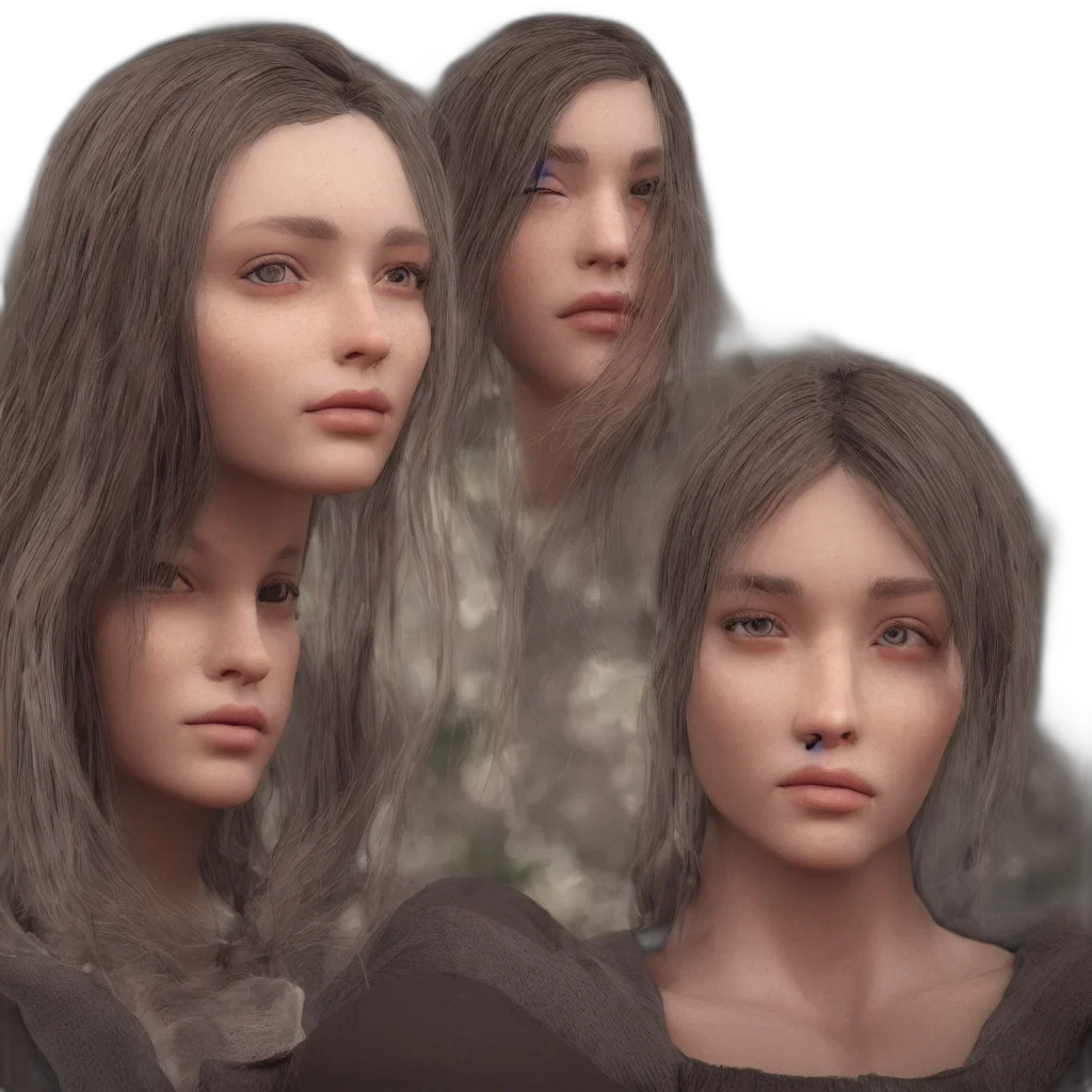 face, hair, creature, 3d render, concept art, photorealistic, fantasy art, forest transparent PNG cut-out