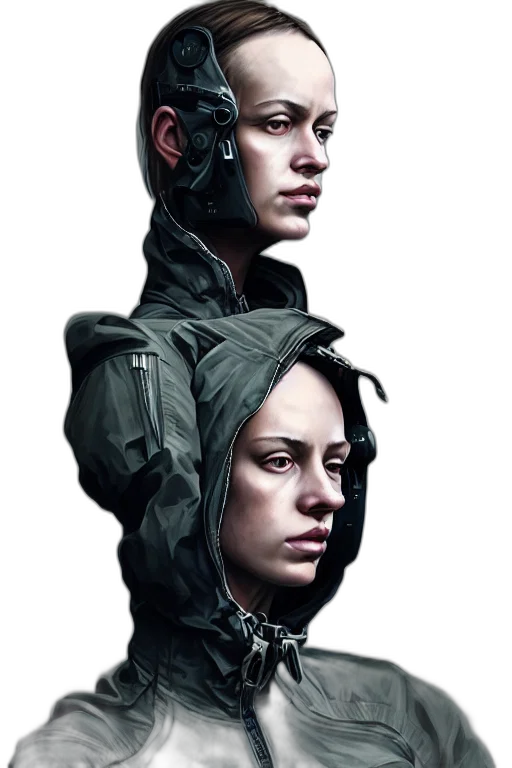 jacket, face, concept art, cyberpunk transparent PNG cut-out