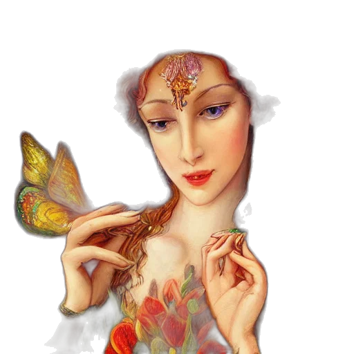 jewelry, dress, fantasy art, oil painting transparent PNG cut-out
