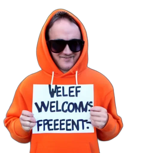 jacket, face, portrait, photo, kangaroo, wearing, orange, hoodie transparent PNG cut-out