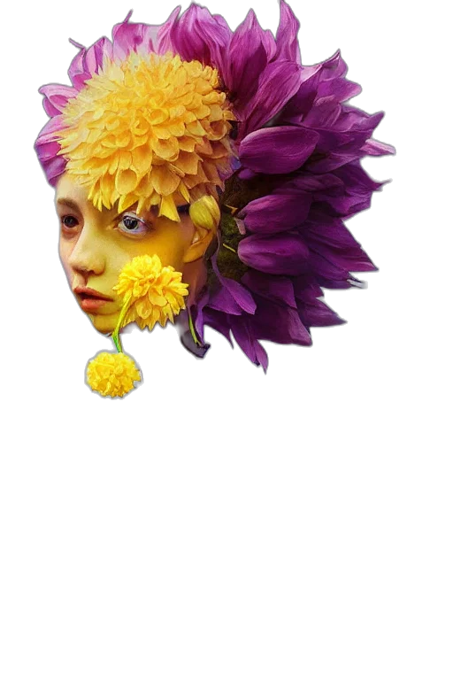 flower, crown, mask, face, photorealistic, 3d render, pixel art, concept art transparent PNG cut-out