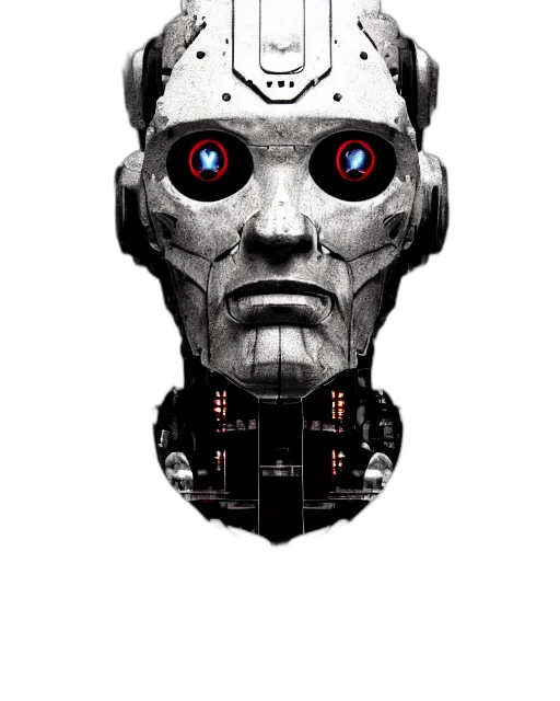 robot, face, mask, cyberpunk, concept art, pixel art, 3d render, rugged transparent PNG cut-out