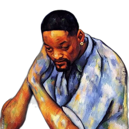 face, photorealistic, oil painting, watercolor, concept art, blue, will, smith transparent PNG cut-out