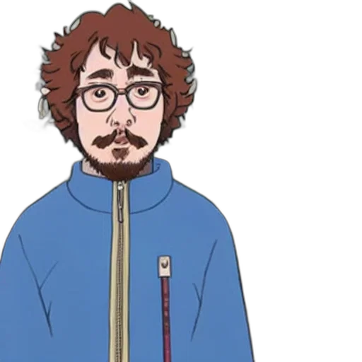 jacket, staff, face, sword, anime, cartoon, concept art, pixel art transparent PNG cut-out