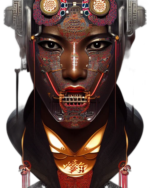 mask, face, robot, crown, cyberpunk, concept art, fantasy art, photorealistic transparent PNG cut-out