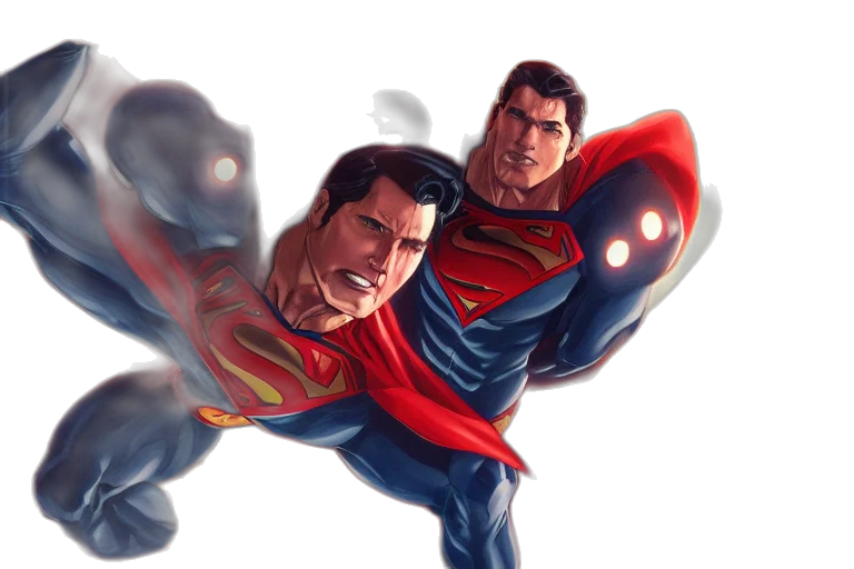 comic book art, concept art, fantasy art, cartoon, superman, ironman, black, red transparent PNG cut-out