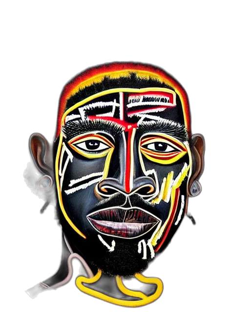 mask, face, crown, staff, cartoon, photorealistic, watercolor, comic book art transparent PNG cut-out