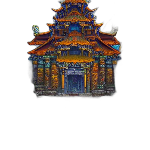 building, dragon, crown, staff, pixel art, concept art, fantasy art, watercolor transparent PNG cut-out