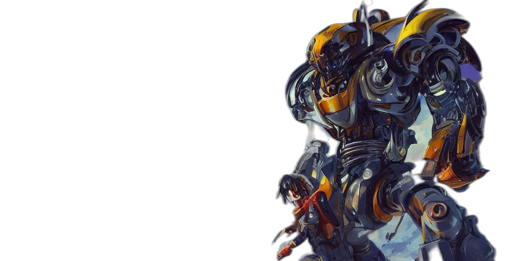 robot, concept art, cyberpunk, 3d render transparent PNG cut-out