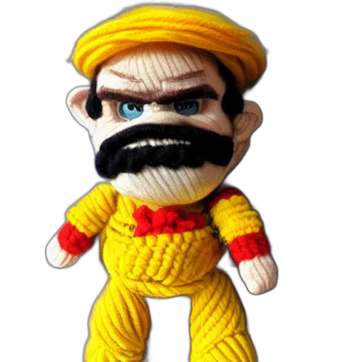 staff, pixel art, 3d render, cartoon, concept art, doll, wario, made transparent PNG cut-out