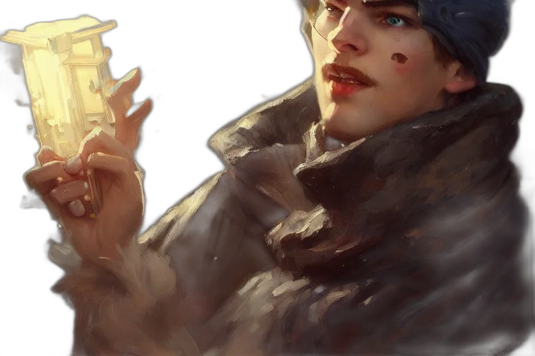 hat, face, weapon, jacket, concept art, photorealistic, watercolor, fantasy art transparent PNG cut-out