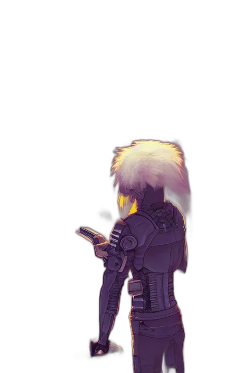 jacket, weapon, robot, hair transparent PNG cut-out
