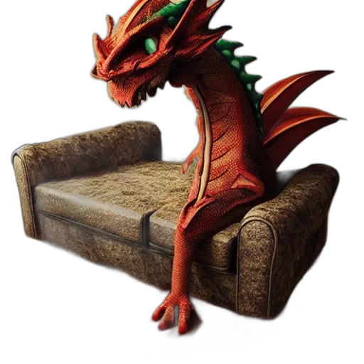dragon, furniture, creature, animal, 3d render, fantasy art, concept art, pixel art transparent PNG cut-out
