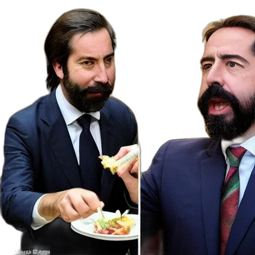 food, pablo, iglesiasn, left, santiago, abascal, right, sharing transparent PNG cut-out