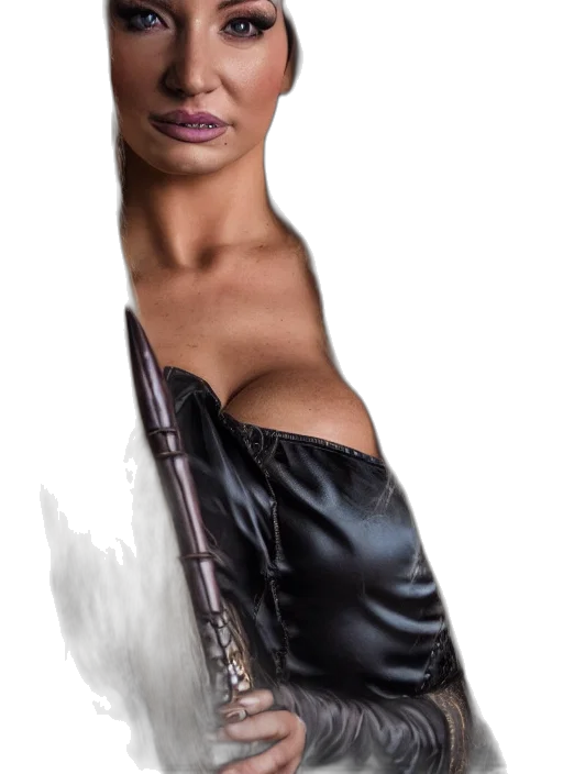 weapon, dress, hair, face transparent PNG cut-out