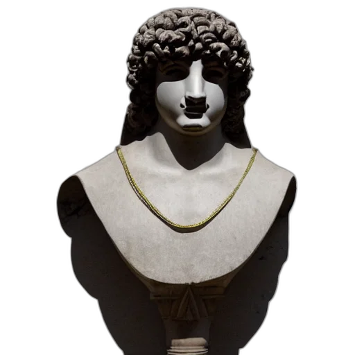 jewelry, mask, crown, face, 3d render, photorealistic, antinous, statue transparent PNG cut-out