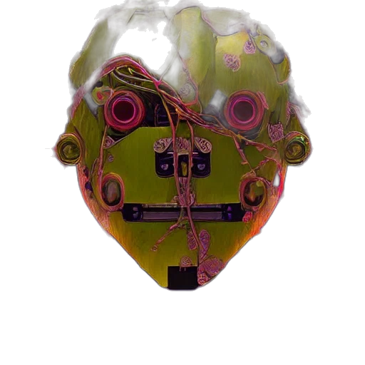 mask, robot, face, jewelry, 3d render, concept art, cyberpunk, photorealistic transparent PNG cut-out