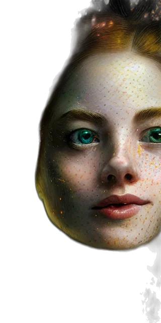 face, mask, jewelry, robot, photorealistic, fantasy art, 3d render, concept art transparent PNG cut-out