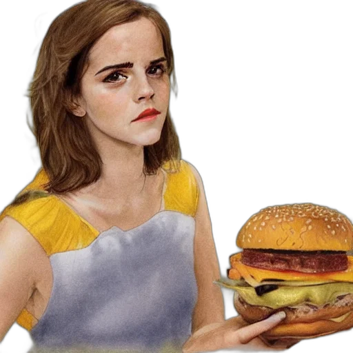 food, dress, face, photorealistic, concept art, comic book art, oil painting, emma transparent PNG cut-out