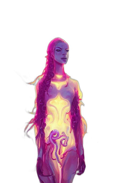dress, creature, concept art, fantasy art, comic book art, pixel art, neon lights, fire transparent PNG cut-out