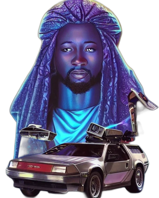 car, robot, jacket, vaporwave transparent PNG cut-out