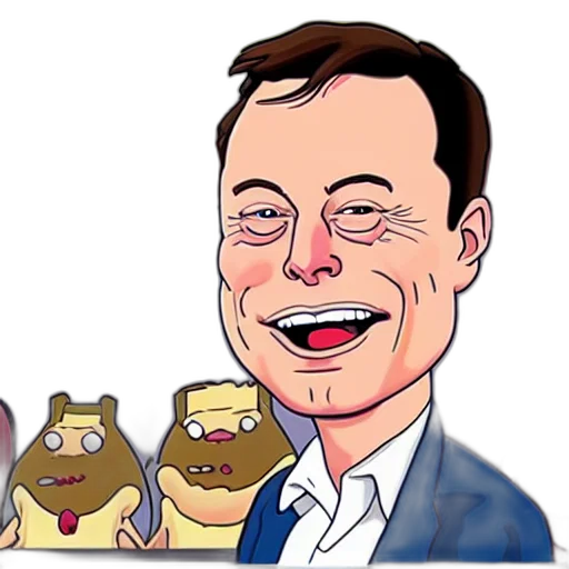 face, cartoon, elon, musk transparent PNG cut-out
