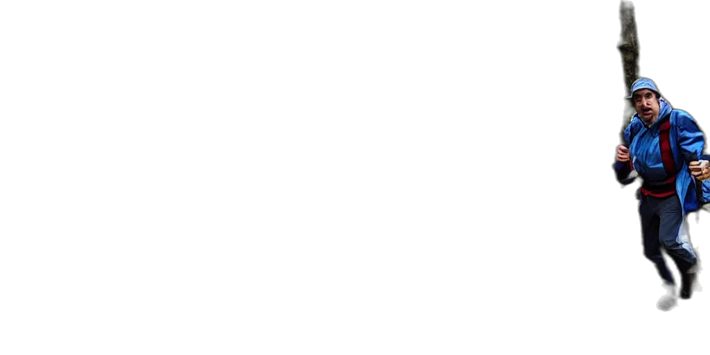 staff, face, monochrome, pastel, guy, hiking, steep, hill transparent PNG cut-out