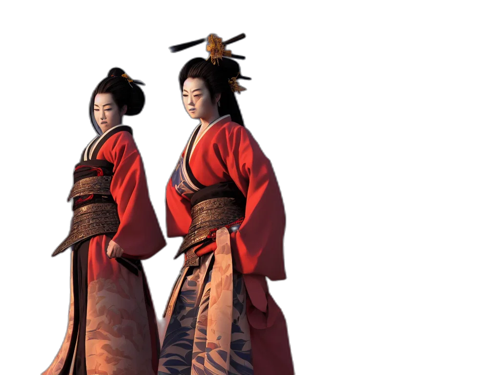 staff, concept art, 3d render, photorealistic, fantasy art, red, samurai, geisha transparent PNG cut-out