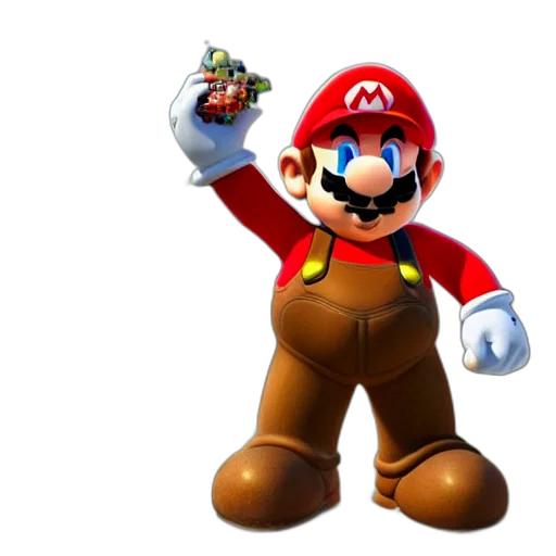 weapon, animal, hat, staff, 3d render, concept art, pixel art, mario transparent PNG cut-out