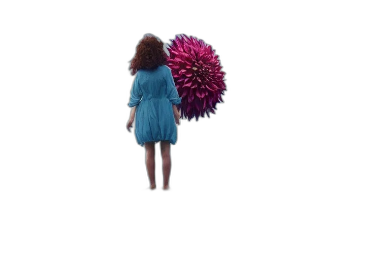 umbrella, hair, dress, flower, 3d render, concept art, photorealistic, vaporwave transparent PNG cut-out