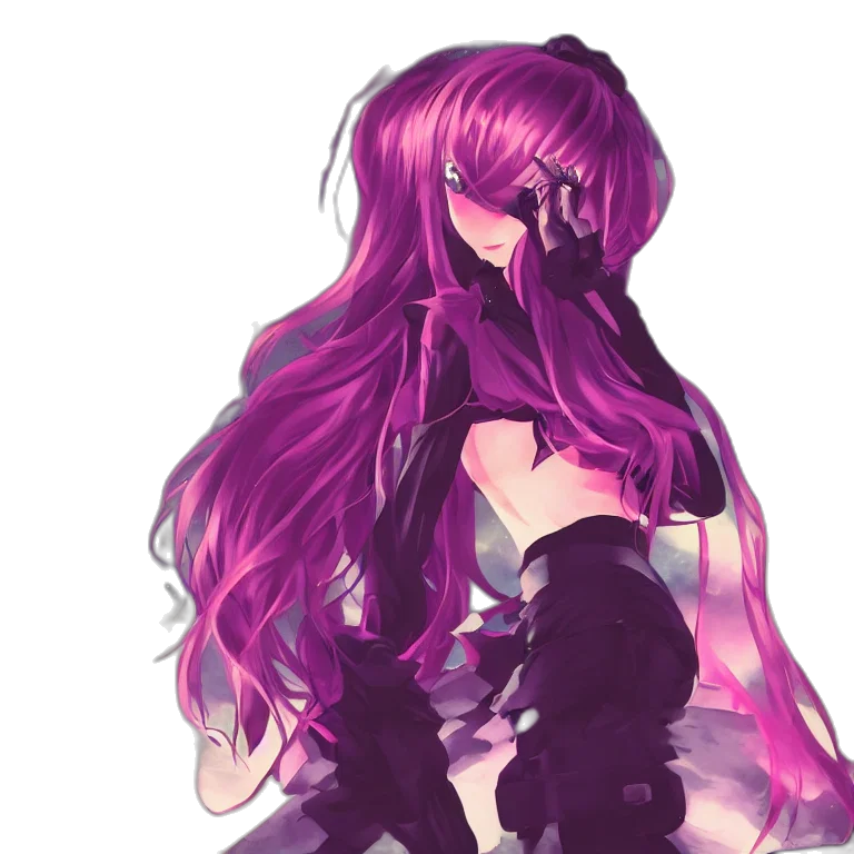 hair, dress, concept art, pixel art, anime, fantasy art, dark, pastel transparent PNG cut-out