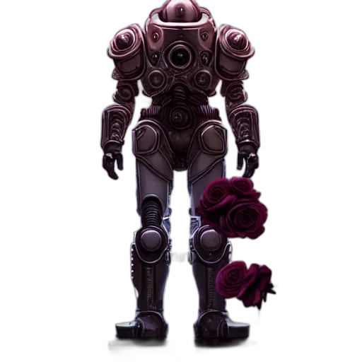 robot, flower, creature, weapon, concept art, 3d render, pixel art, vaporwave transparent PNG cut-out