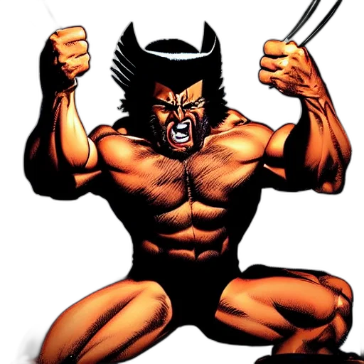 comic book art, concept art, wolverine, action transparent PNG cut-out