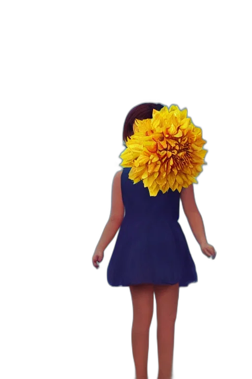 dress, flower, crown, staff, 3d render, photorealistic, concept art, pixel art transparent PNG cut-out
