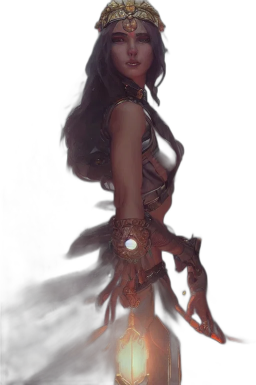 dress, staff, jewelry, creature transparent PNG cut-out