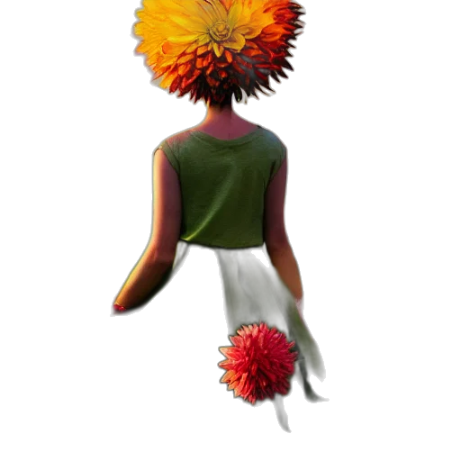 flower, hair, creature, crown, concept art, photorealistic, 3d render, pixel art transparent PNG cut-out