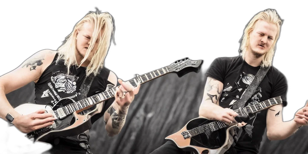 ola, englund, playing, guitar transparent PNG cut-out