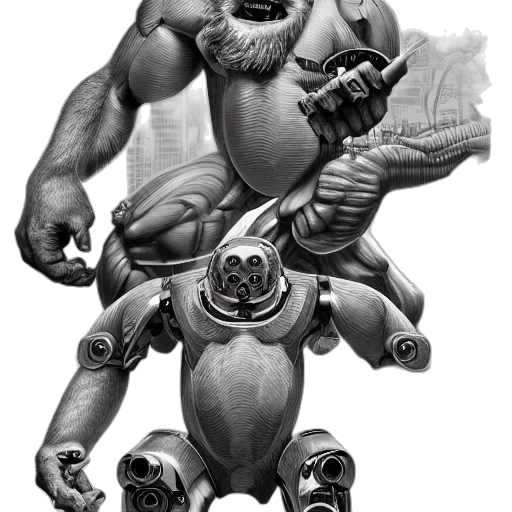 creature, robot, mask, animal, concept art, 3d render, fantasy art, comic book art transparent PNG cut-out