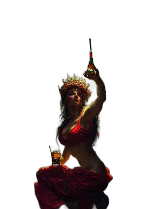 crown, staff, bottle, dress transparent PNG cut-out