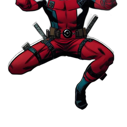 weapon, comic book art, concept art, pixel art, red, deadpool, comic, shonen transparent PNG cut-out