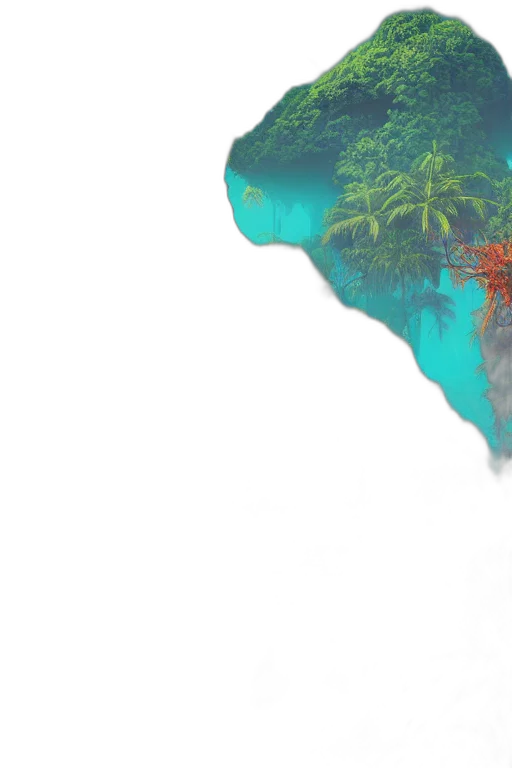 concept art, fantasy art, vaporwave, 3d render transparent PNG cut-out