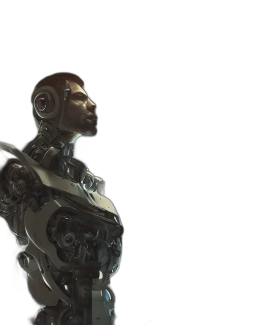 robot, 3d render, concept art, cyberpunk transparent PNG cut-out